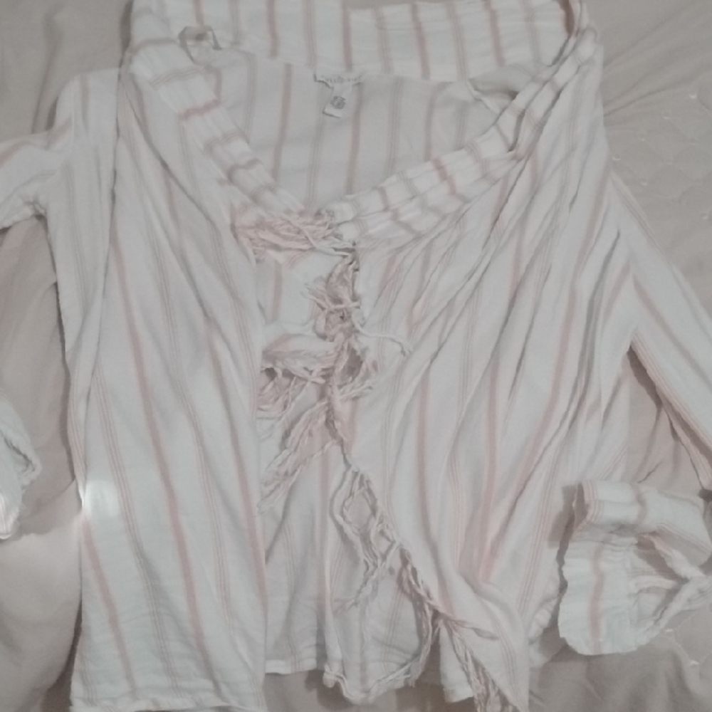 Full Tilt White and Pink Striped Blouse
